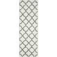thumbnail image 1 of SAFAVIEH Indie Careen Geometric Polyester Shag Runner Rug, Ivory/Grey, 2'3" x 7', 1 of 9