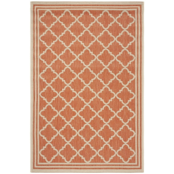 SAFAVIEH Beach House Richard Geometric Indoor/Outdoor Area Rug, Rust/Creme, 3' x 5'