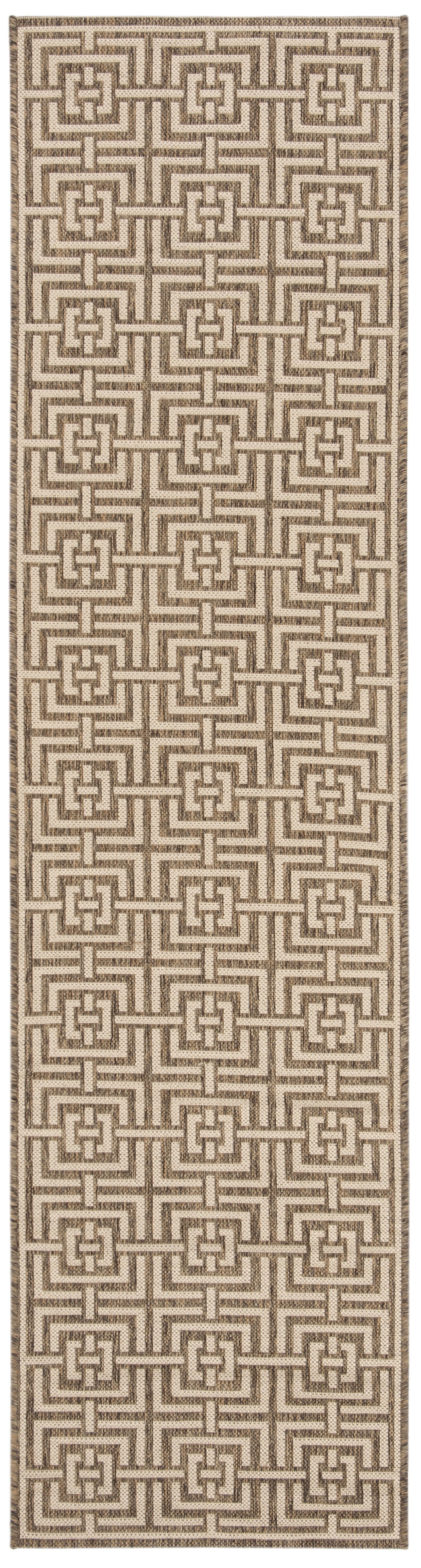 Beige and Cream Synthetic Non-Slip Area Rug 2' 2" x 6'