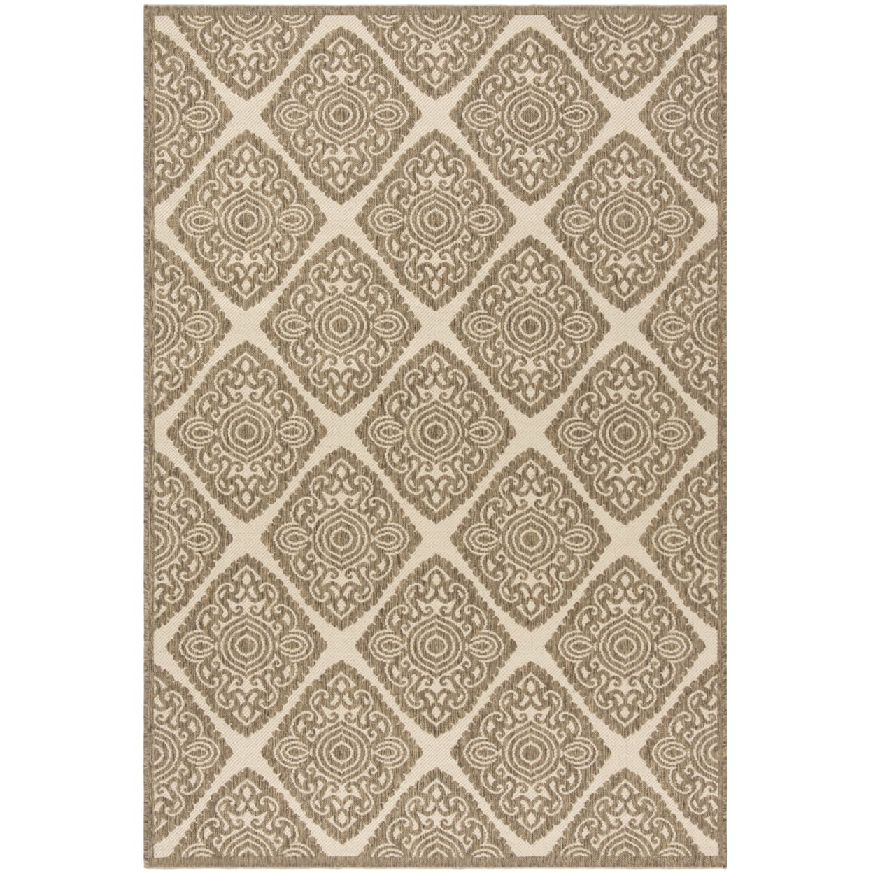 Cream and Beige Non-slip Stain-resistant Indoor Outdoor Rug