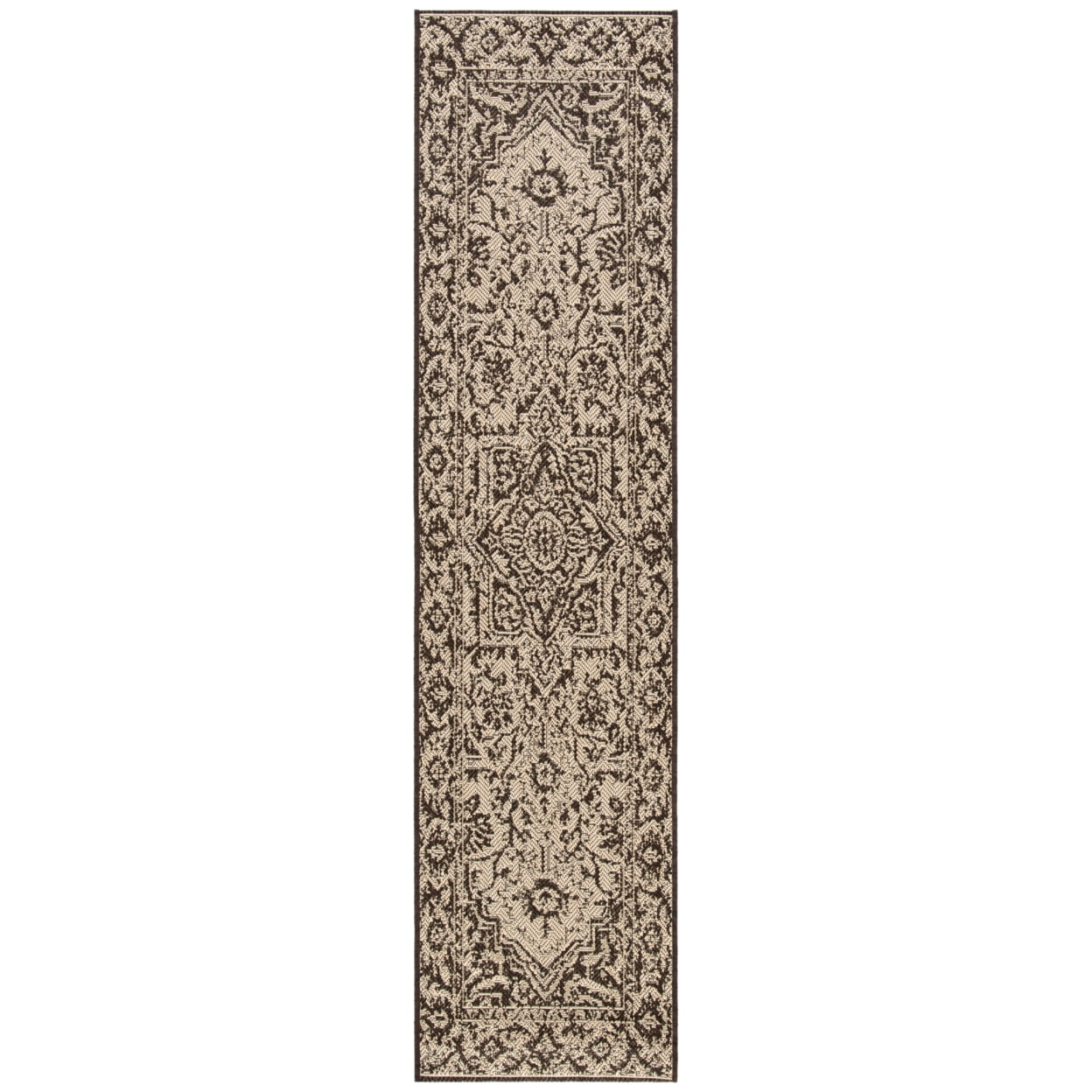 Beach House Cream and Brown Synthetic Non-slip Runner Rug