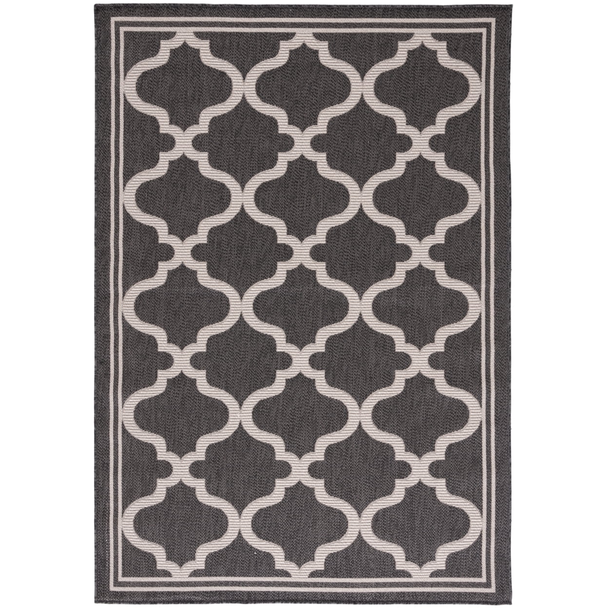 Charcoal and Ivory Geometric Synthetic 5'3" x 7'6" Area Rug
