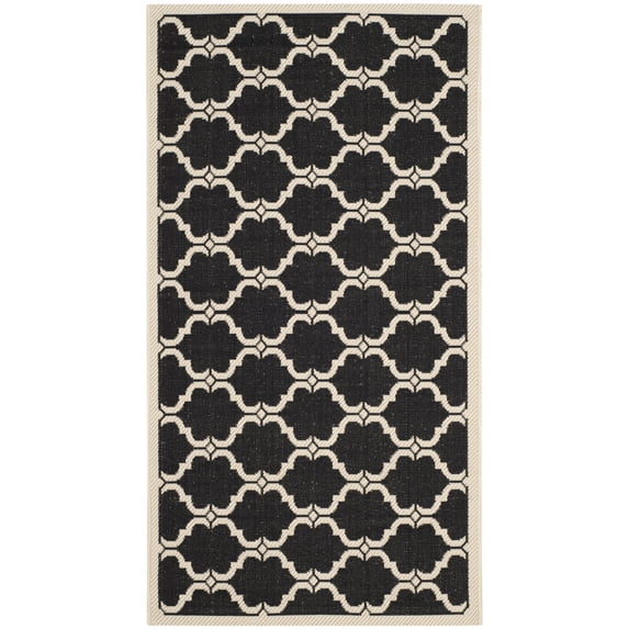 SAFAVIEH Indoor Outdoor CY6009-226 Courtyard Black / Beige Rug