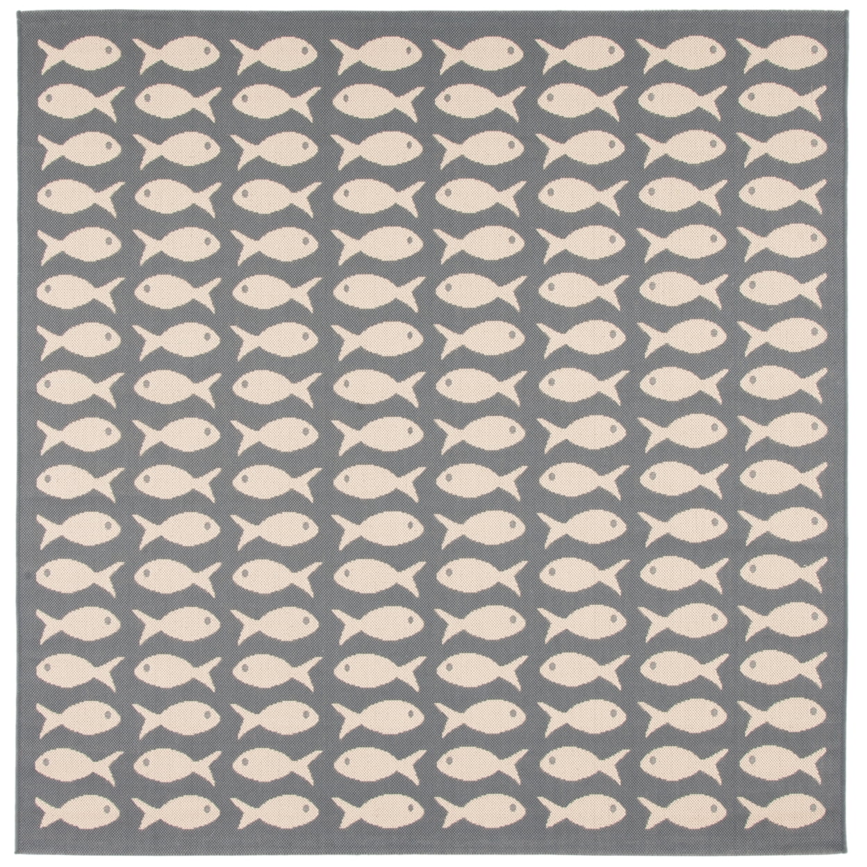 Reversible Grey-Beige Synthetic 4' Square Easy-Care Rug