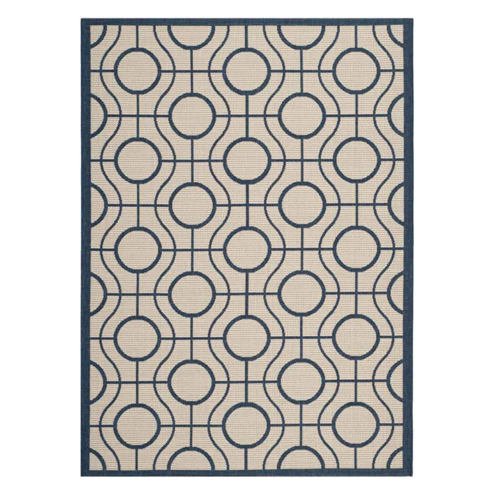 SAFAVIEH Indoor Outdoor CY6115258 Courtyard Beige / Navy Rug