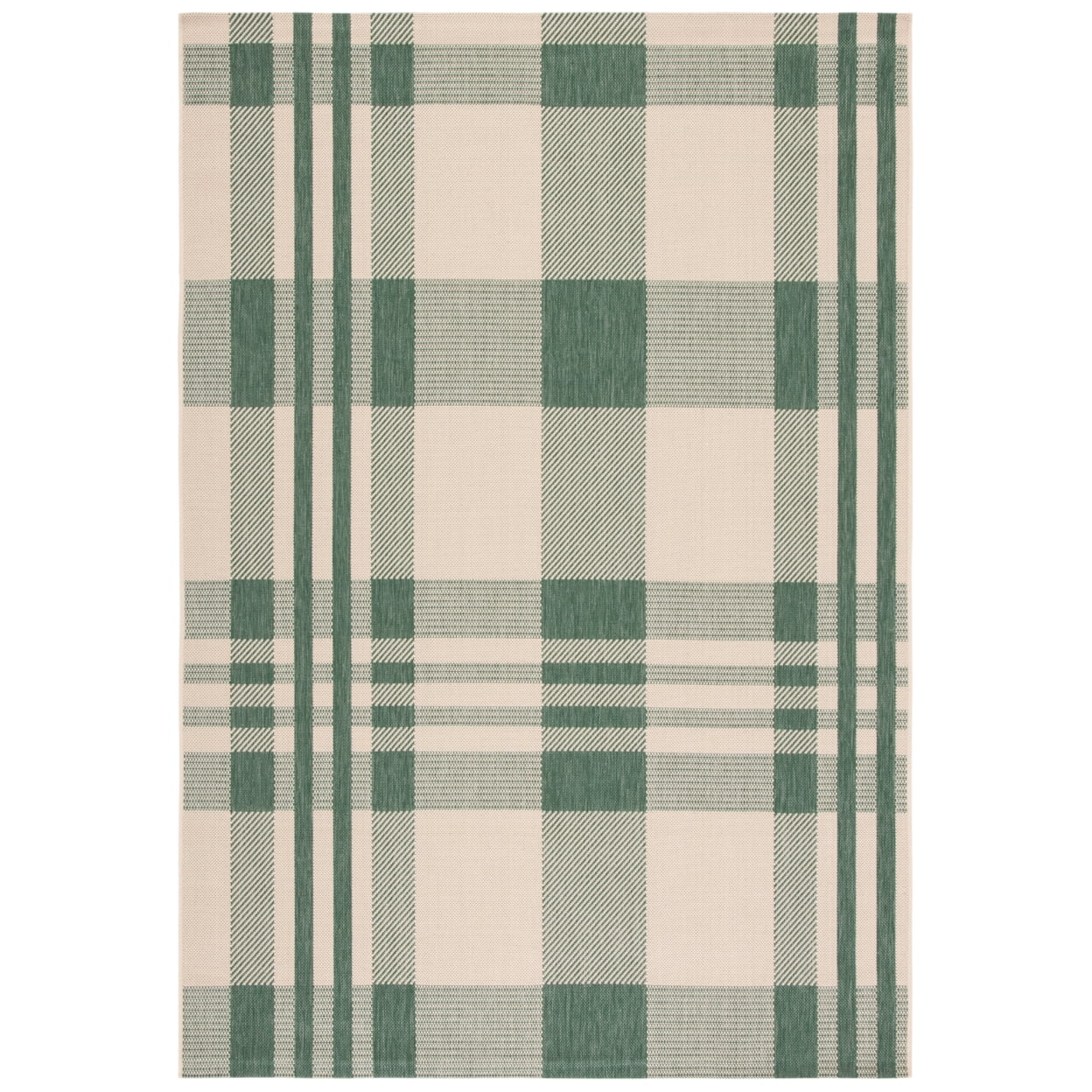 Green & Beige 4' Square Synthetic Indoor/Outdoor Stain-Resistant Rug