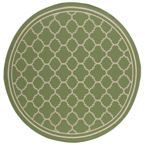 Safavieh Courtyard Alina Geometric Quatrefoil Indoor/Outdoor Area Rug, Green/Beige, 6'7" x 6'7" Round