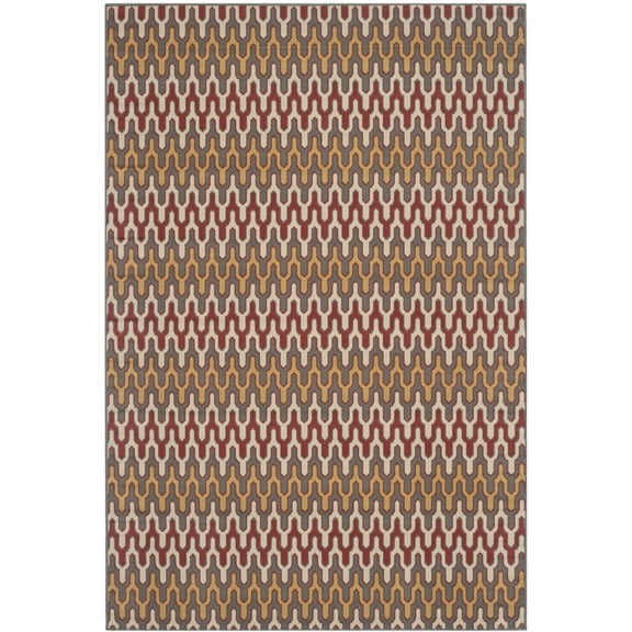 SAFAVIEH Indoor Outdoor HAM518CD Hampton Dark Grey / Rust Rug