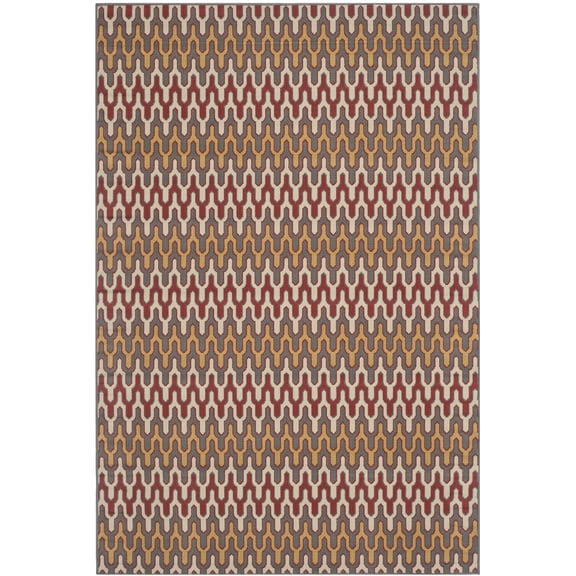 Safavieh Hampton Lacklan Geometric Indoor/Outdoor Area Rug, Dark Gray/Rust, 5'1" x 7'7"