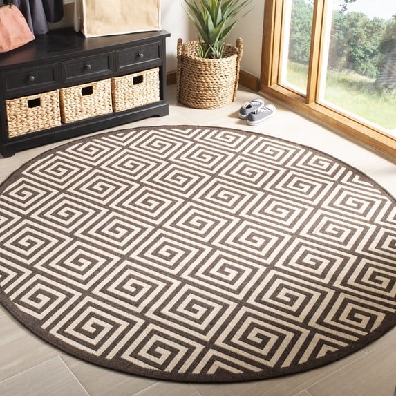 Safavieh Linden Joetta Geometric Indoor/Outdoor Area Rug, Natural/Brown, 6'7" x 6'7" Round