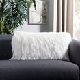 thumbnail image 1 of SAFAVIEH Indoor/Outdoor Modern Glam Shag Pillow, 12" x 20", Pearl, 1 of 4