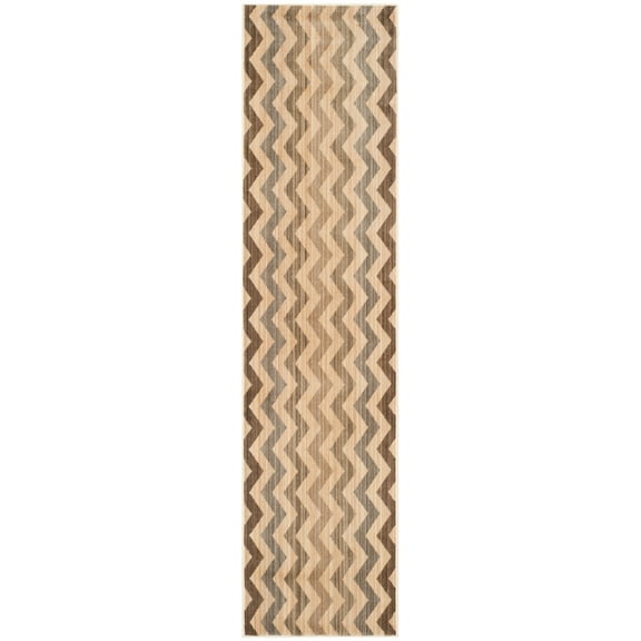 SAFAVIEH Infinity Alayna Chevron Polyester Runner Rug, Yellow/Brown, 2' x 8'