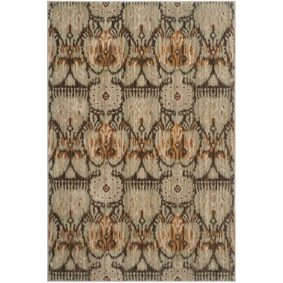 SAFAVIEH Infinity Axel Geometric Polyester Area Rug, Green/Brown, 5'1" x 7'6"