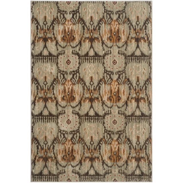 SAFAVIEH Infinity Axel Geometric Polyester Area Rug, Green/Brown, 5'1" x 7'6"