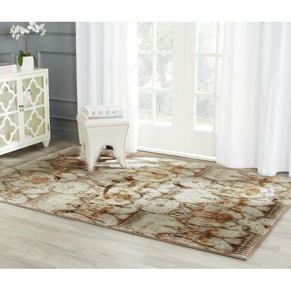 SAFAVIEH Infinity Axel Geometric Polyester Area Rug, Green/Brown, 9' x 12'
