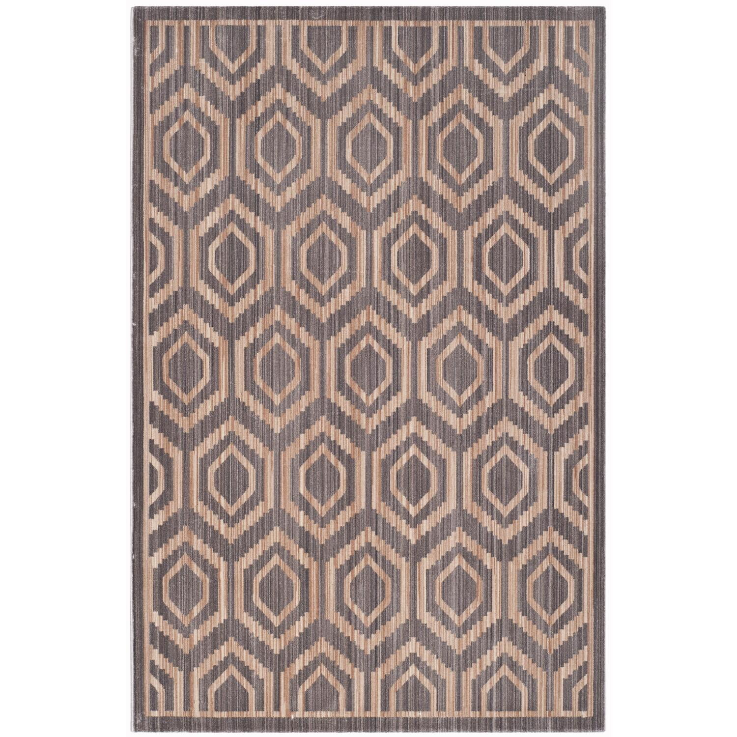 Modern Geometric Gray Synthetic 5'1" x 7'6" Area Rug