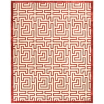SAFAVIEH Infinity Cennetig Geometric Polyester Area Rug, Yellow/Red, 5'1" x 7'6"