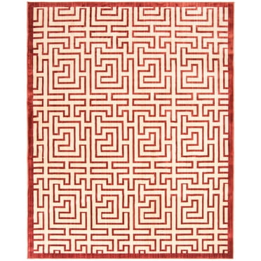 SAFAVIEH Infinity Cennetig Geometric Polyester Area Rug, Yellow/Red, 5'1" x 7'6"
