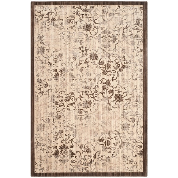SAFAVIEH Infinity Felicity Overdyed Floral Polyester Area Rug, Yellow/Brown, 5'1" x 7'6"