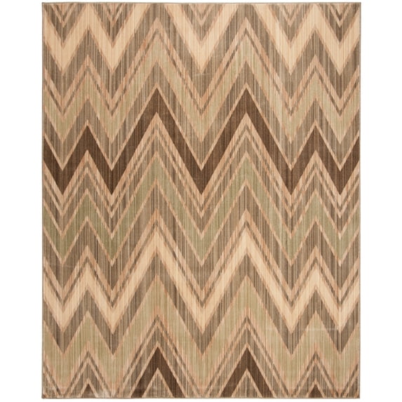 SAFAVIEH Infinity Foliage Chevron Polyester Area Rug, Taupe/Beige, 8' x 10'