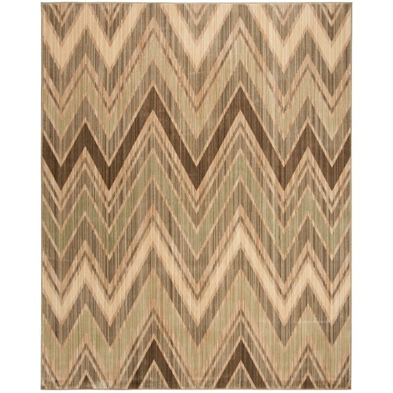 SAFAVIEH Infinity Foliage Chevron Polyester Area Rug, Taupe/Beige, 9' x 12'