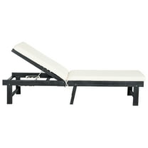 SAFAVIEH Inglewood Outdoor Chaise Lounge Chair, Dark Slate Grey/Beige