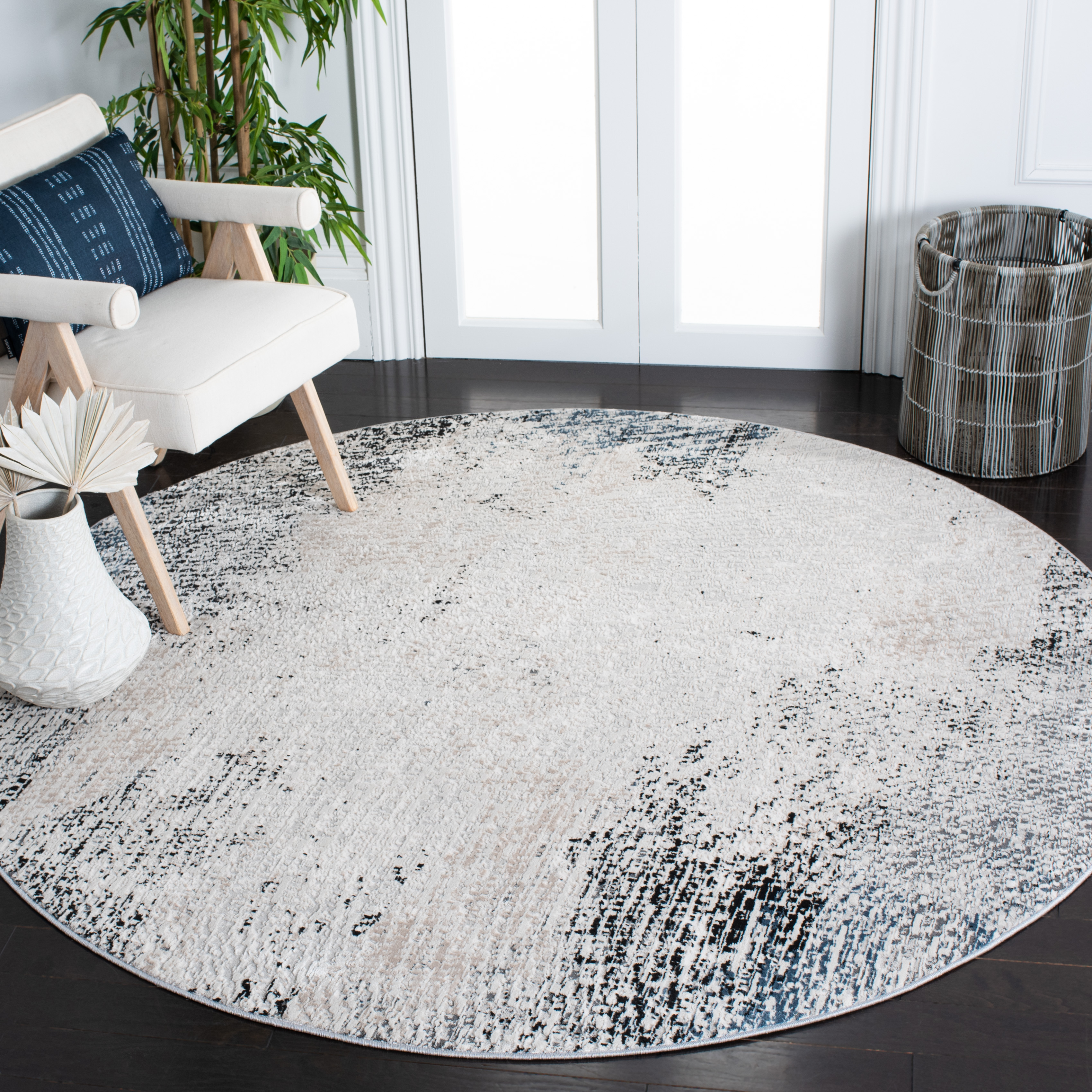 Safavieh Invista Devon Abstract Area Rug, Ivory/Gray, 6'7" x 6'7" Round