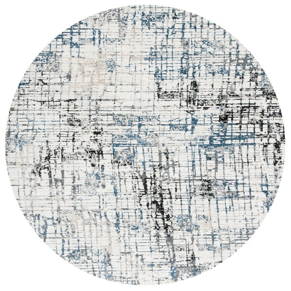 SAFAVIEH Invista Roland Abstract Area Rug, Ivory/Grey, 6'7" x 6'7" Round