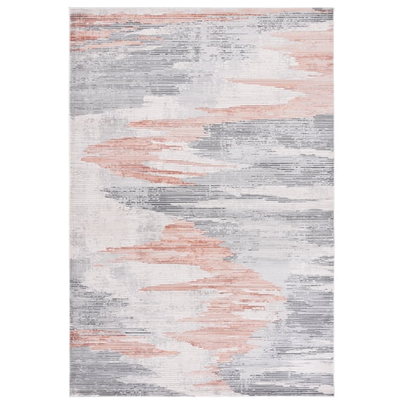 SAFAVIEH Invista Searlait Abstract Area Rug, Light Grey/Rust, 5'3" x 7'6"