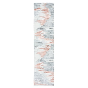 SAFAVIEH Invista Searlait Abstract Runner Rug, Light Grey/Rust, 2' x 8'