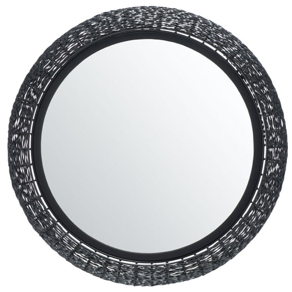 SAFAVIEH Iona 21.5 in. Dia. Round Solid Mirror, Black Matte