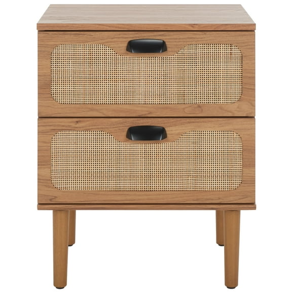 SAFAVIEH Irelia Coastal Style 2 Drawer Nightstand, Oak (18.9 in. W x 15.6 in. D x 24.4 in. H)