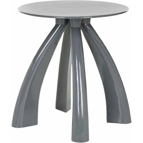SAFAVIEH Iridium Powder Coated Metal Iron Stool, Warm Grey