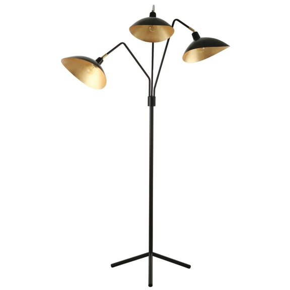 SAFAVIEH Iris 69.5 Mid-Century Triple Light Floor Lamp, Black