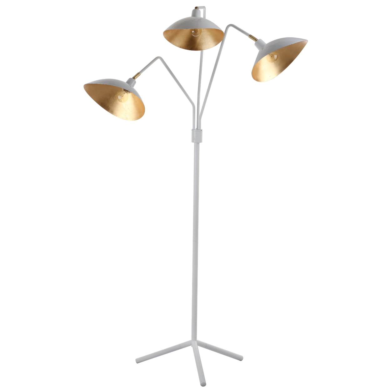 White Adjustable Tripod Floor Lamp with Gold Interior