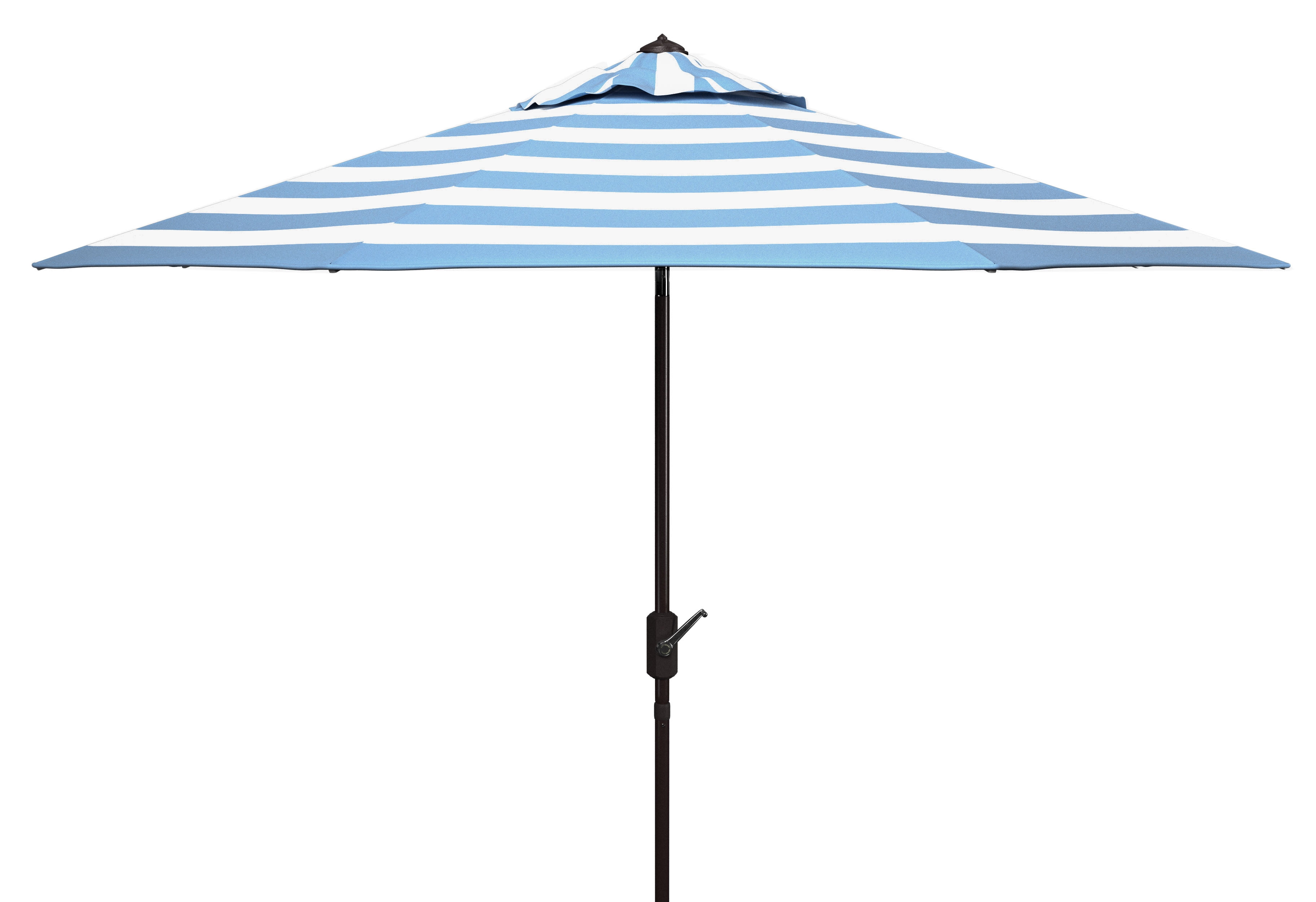 SAFAVIEH Iris 9' Market Auto Tilt Patio Umbrella, Baby Blue/White