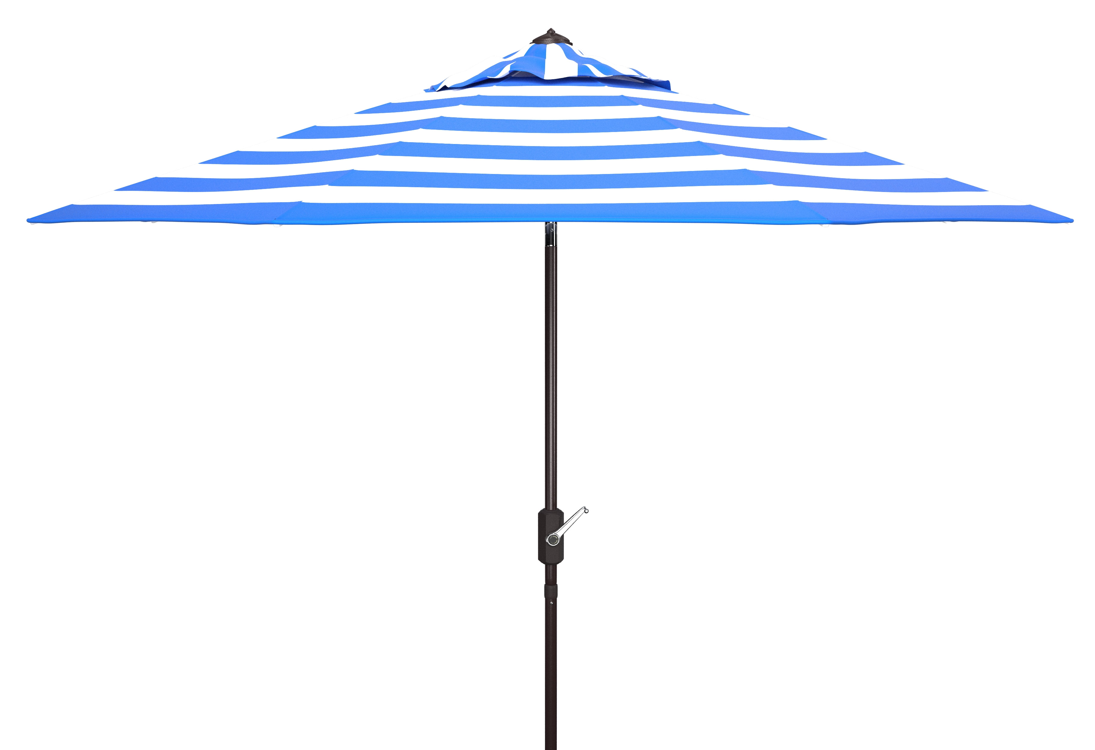SAFAVIEH Iris 9' Market Auto Tilt Patio Umbrella, Pacific Blue Stripe