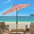thumbnail image 1 of SAFAVIEH Iris 9' Market Auto Tilt Patio Umbrella, Red Stripe, 1 of 5