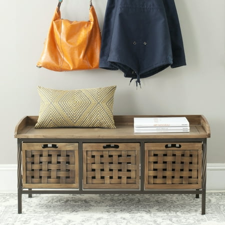 SAFAVIEH Isaac 3-Drawer Wooden Storage Bench Oak AMH6530E