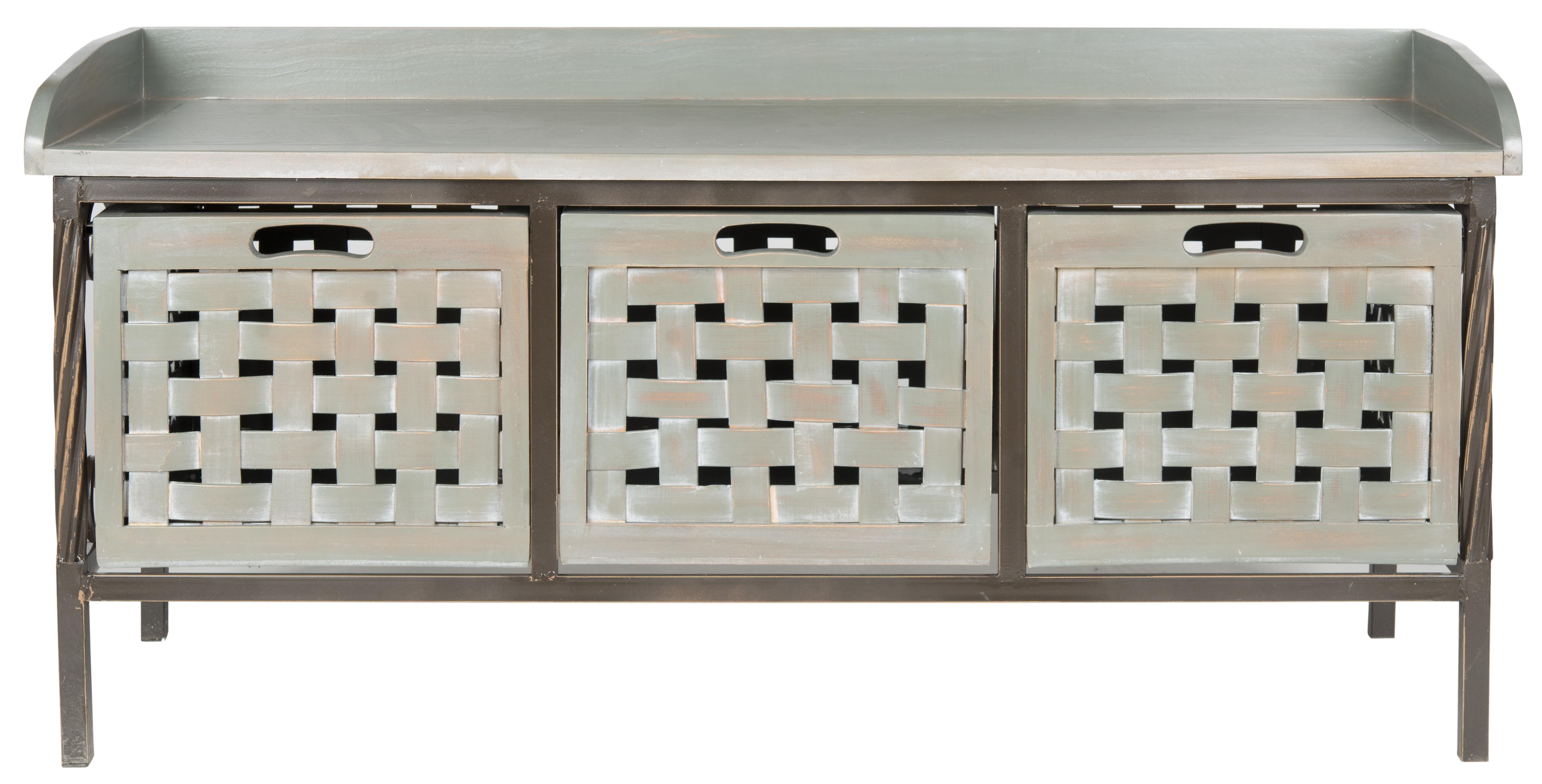 SAFAVIEH Isaac Rustic 3 Drawer Wooden Storage Bench, French Grey