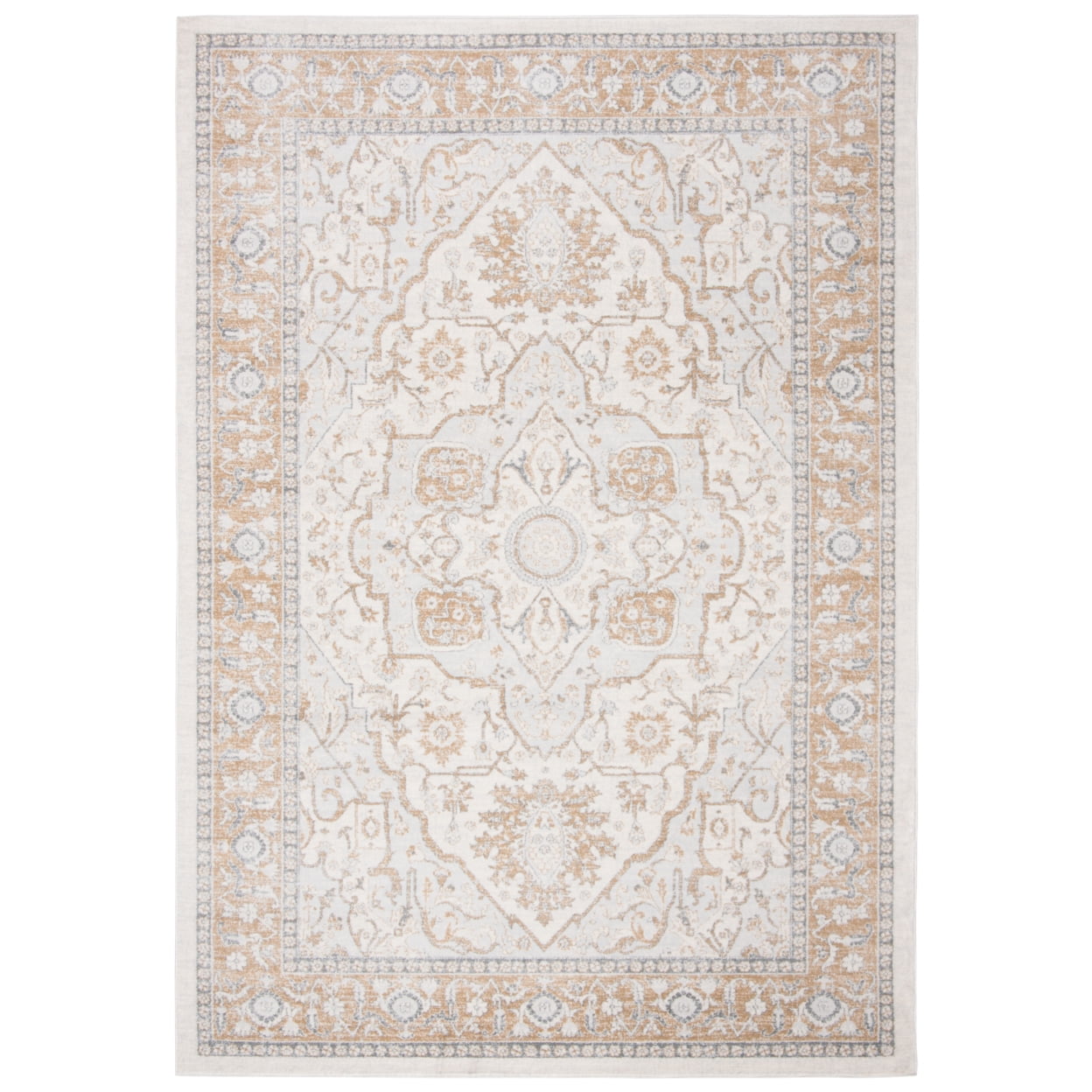 Isabella Cream and Beige Synthetic Area Rug