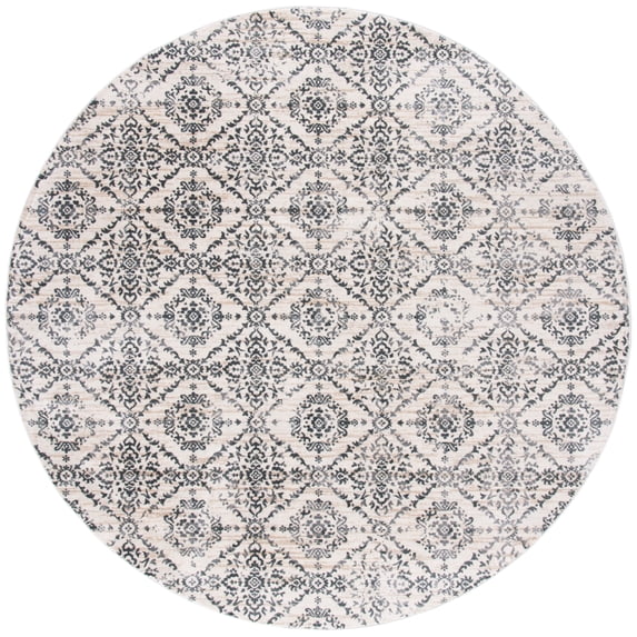 SAFAVIEH Isabella Dina Geometric Area Rug, Cream/Grey, 6'7" x 6'7" Round