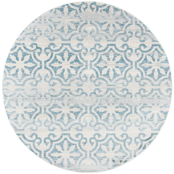 SAFAVIEH Isabella Eliza Geometric Area Rug, Turquoise/Ivory, 6'7" x 6'7" Round