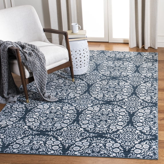Safavieh Isabella Johna Suzani Area Rug, Navy/Ivory, 6'7" x 6'7" Square