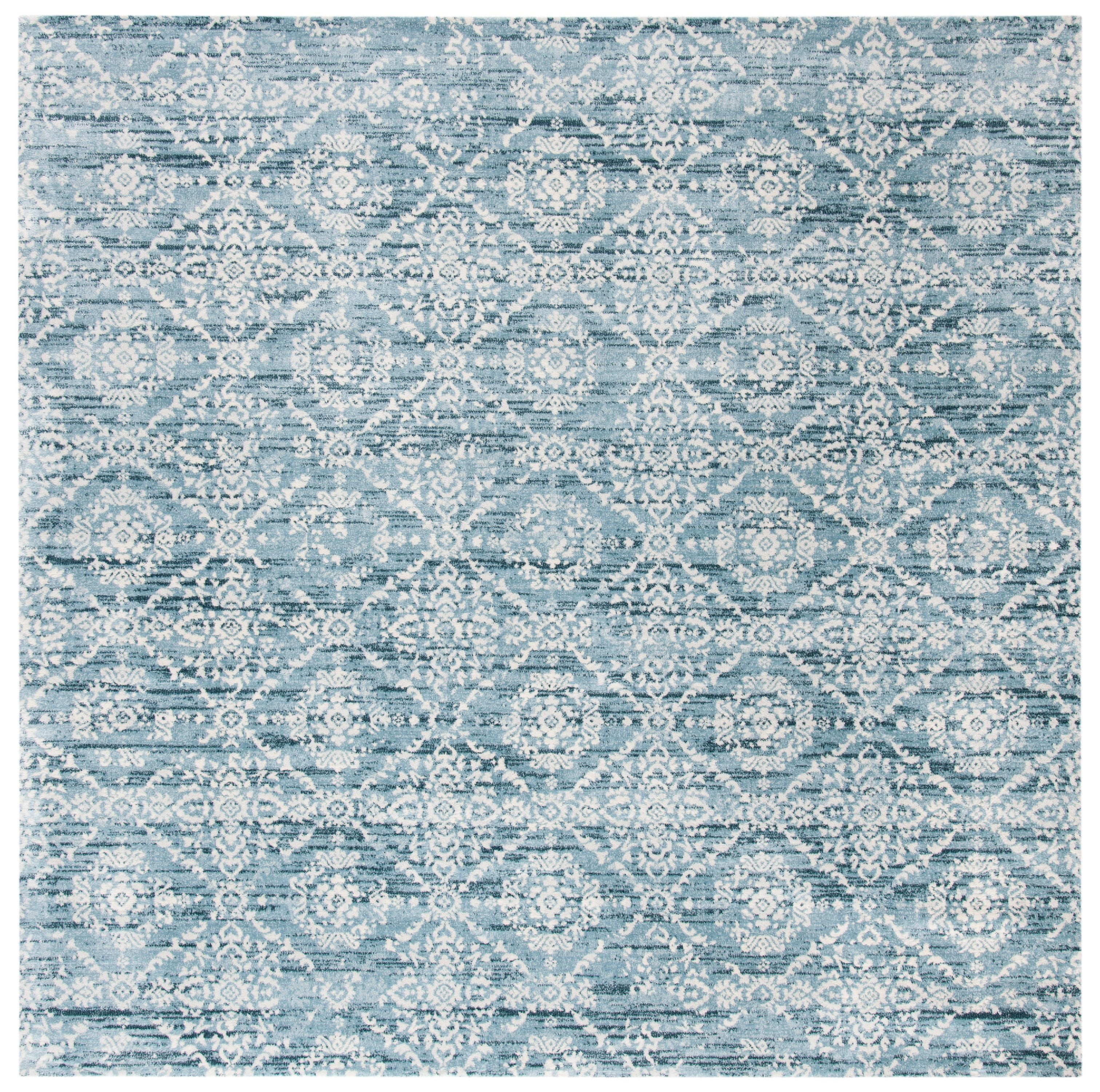 Isabella Denim Blue and Ivory Synthetic Square Area Rug