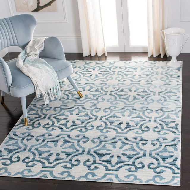 SAFAVIEH Isabella Eliza Geometric Floral Area Rug, Navy/Ivory, 4' x 6'