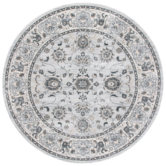 SAFAVIEH Isabella Kiana Oriental Area Rug, Light Grey/Cream, 6'7" x 6'7" Round