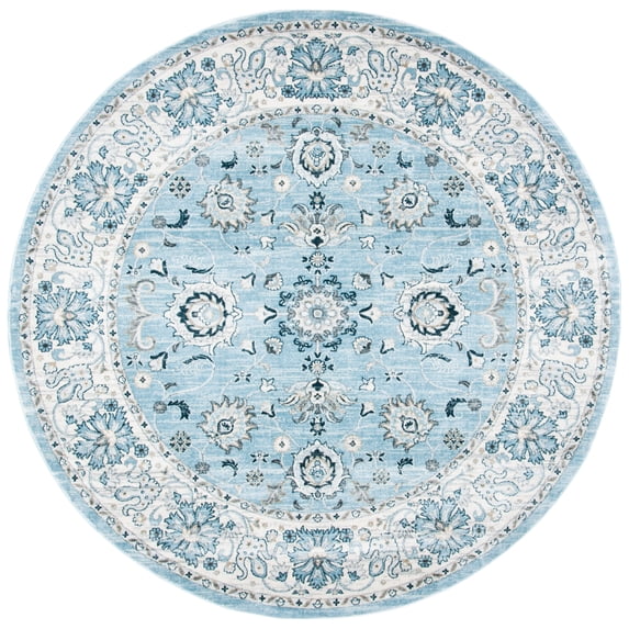 SAFAVIEH Isabella Kiana Oriental Area Rug, Light Blue/Cream, 6'7" x 6'7" Round