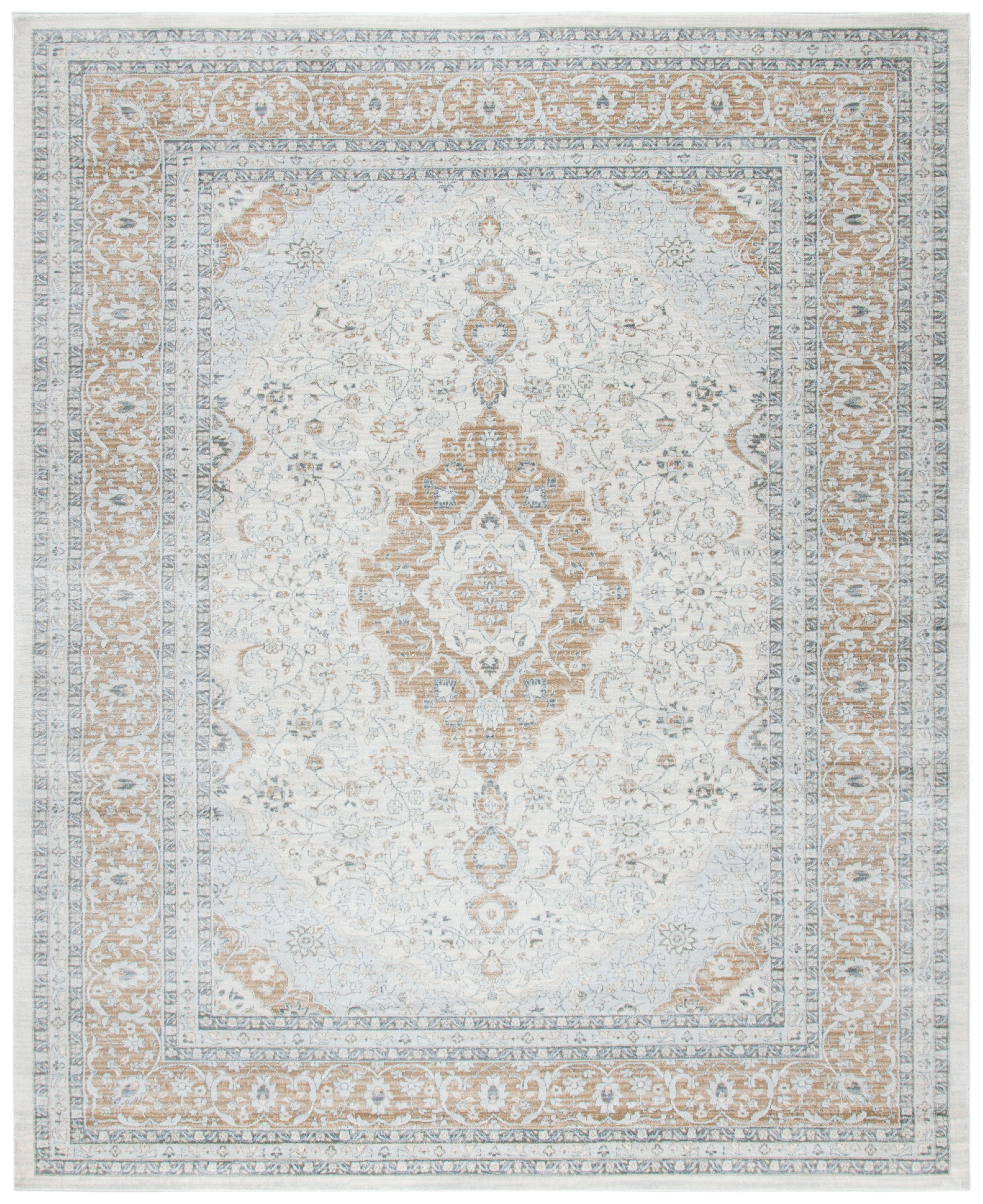 Isabella Cream and Beige Floral Bordered 8' x 10' Area Rug