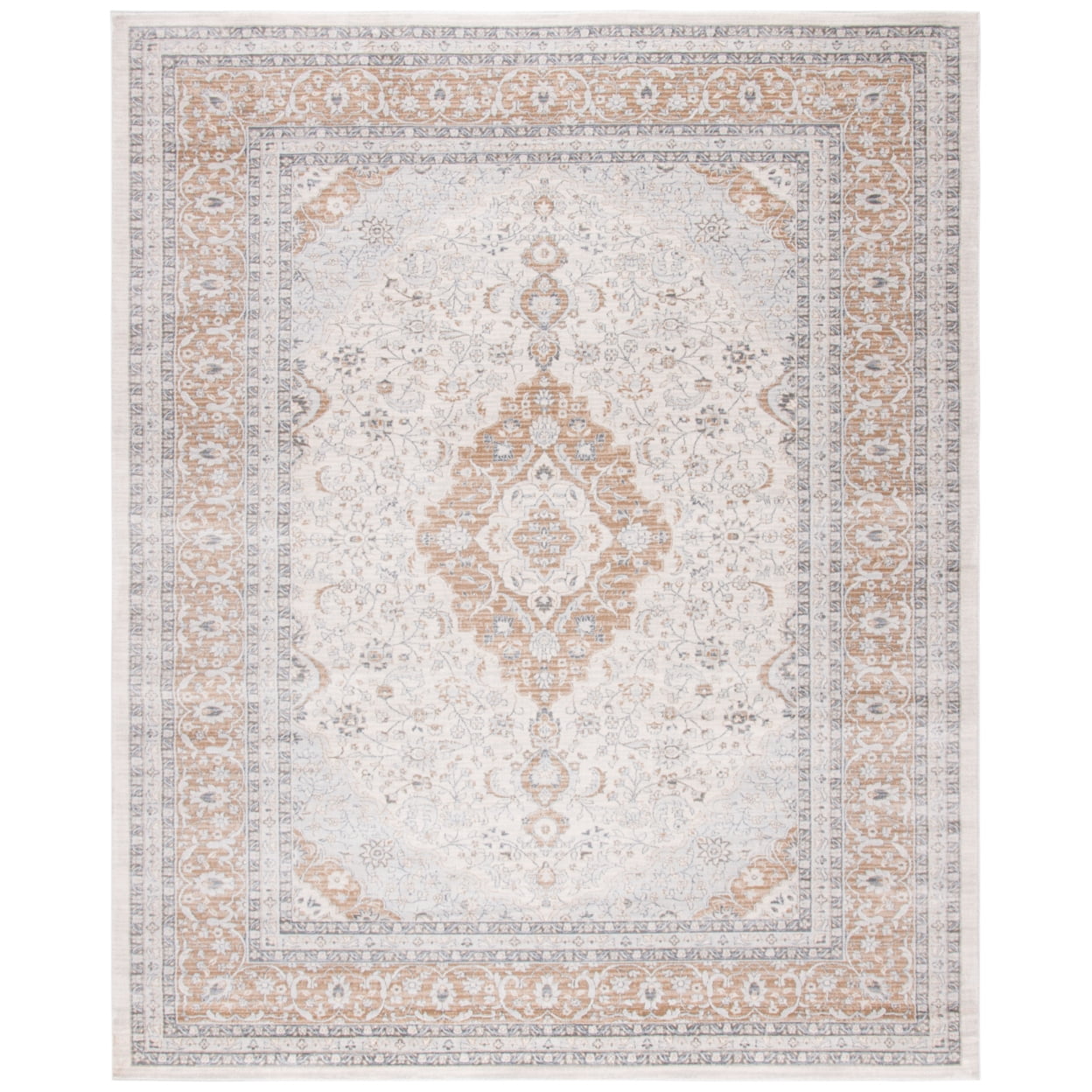 Isabella Cream and Beige Synthetic 10' x 14' Oriental Area Rug